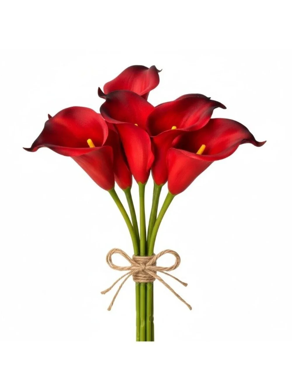 Artificial Red Calla Lily Stems Real Touch Faux Flowers 14 Inch Set of 5